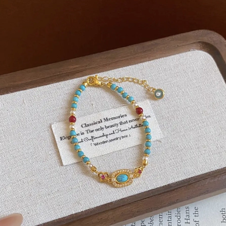 Women's Vintage Zircon Flower Pearl Light Luxury High Sense Fashion Temperament Bracelet