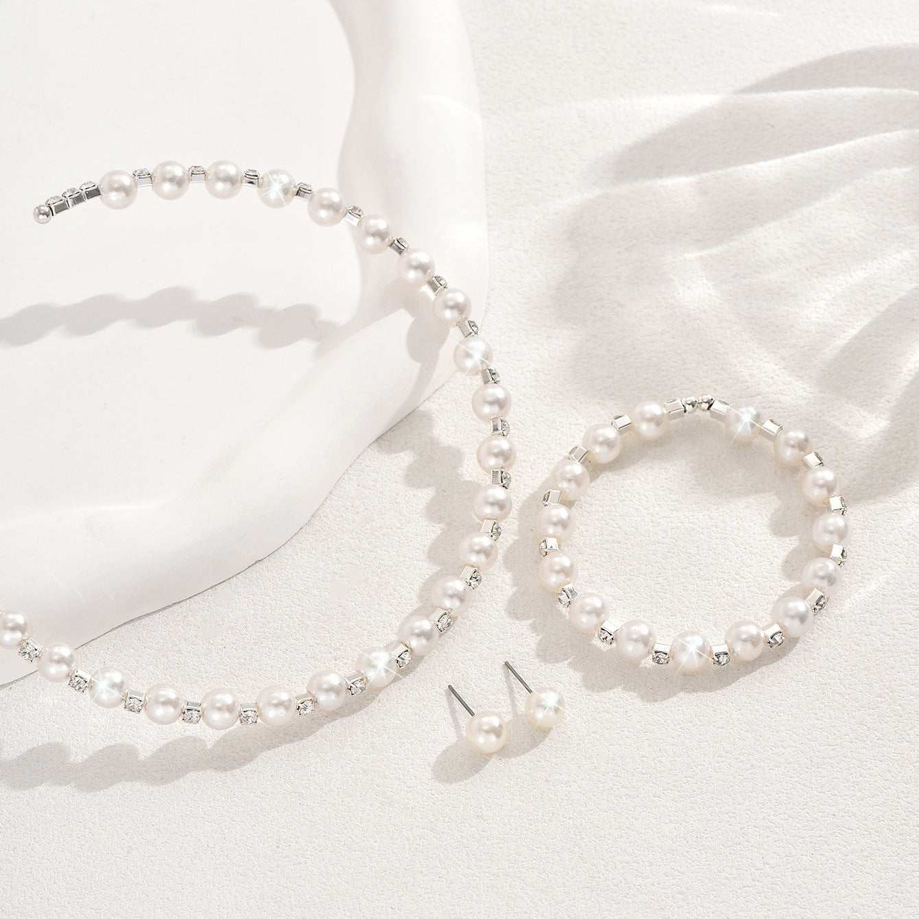 Creative Classic Pearl Collar Bridal Faux Jewelry Set