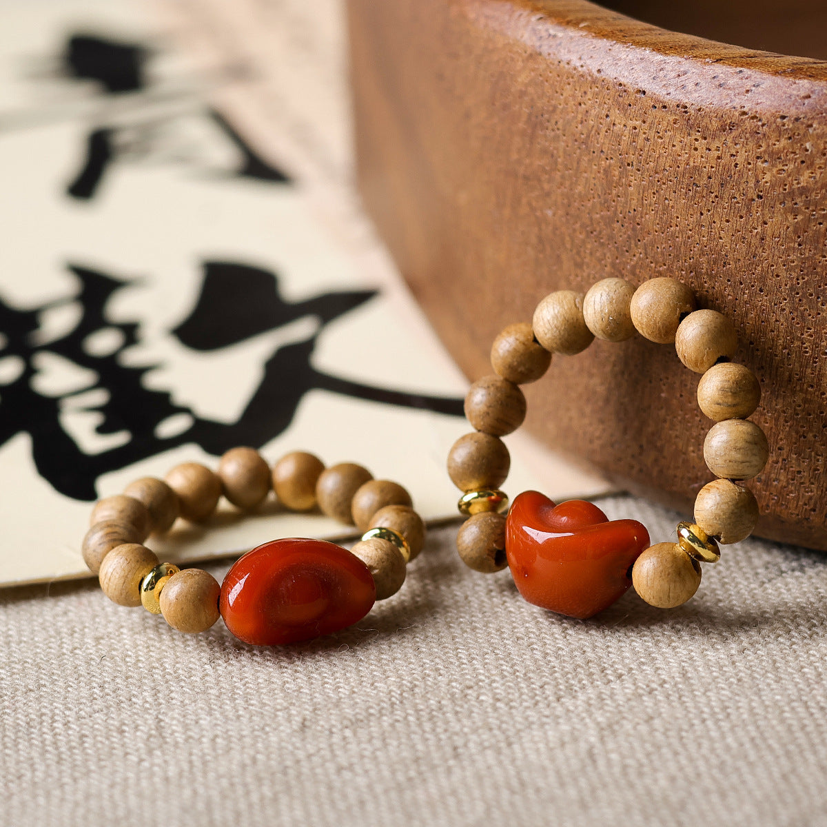 Women's Vietnam Nha White Chess Nan Eaglewood Buddha Beads Bracelets