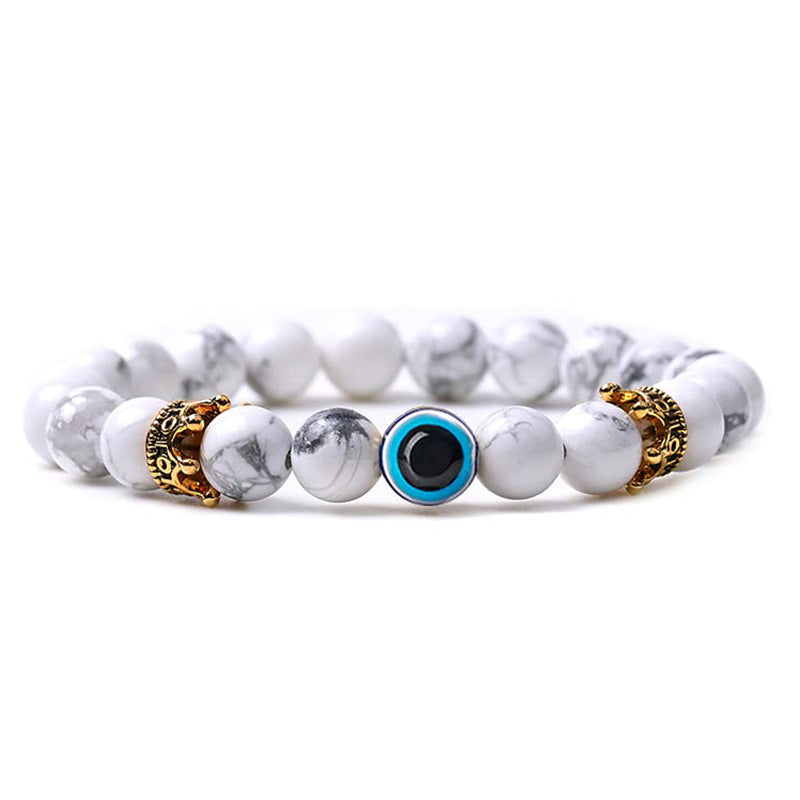 Women's & Men's Natural Turquoise Crown Evil Eye Stone Bracelets