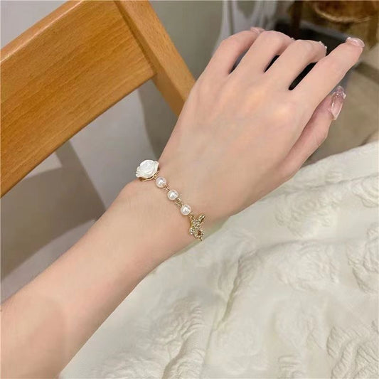White Camellia Design Mori Style Good-looking Bracelets