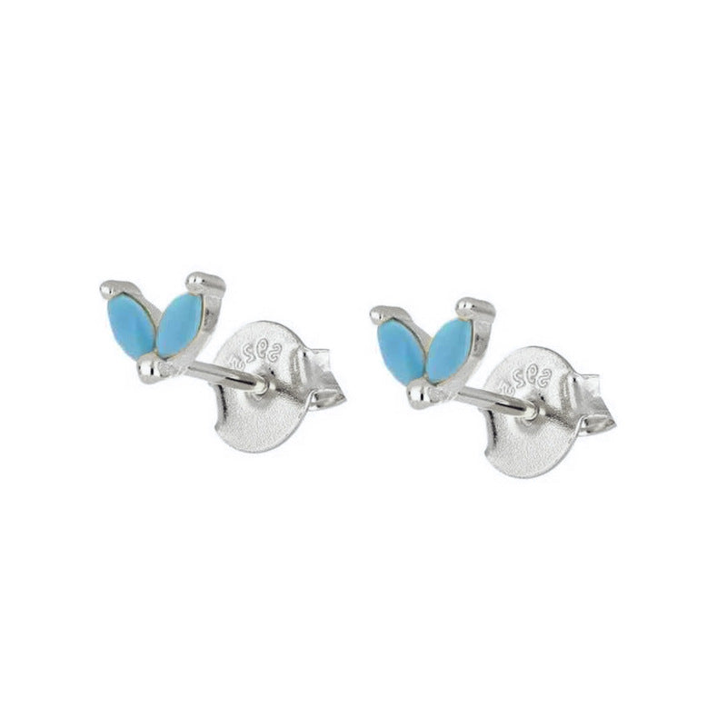 Light Luxury Sier Needle Geometric Ear Female Water Drop Leaf Stud Earrings