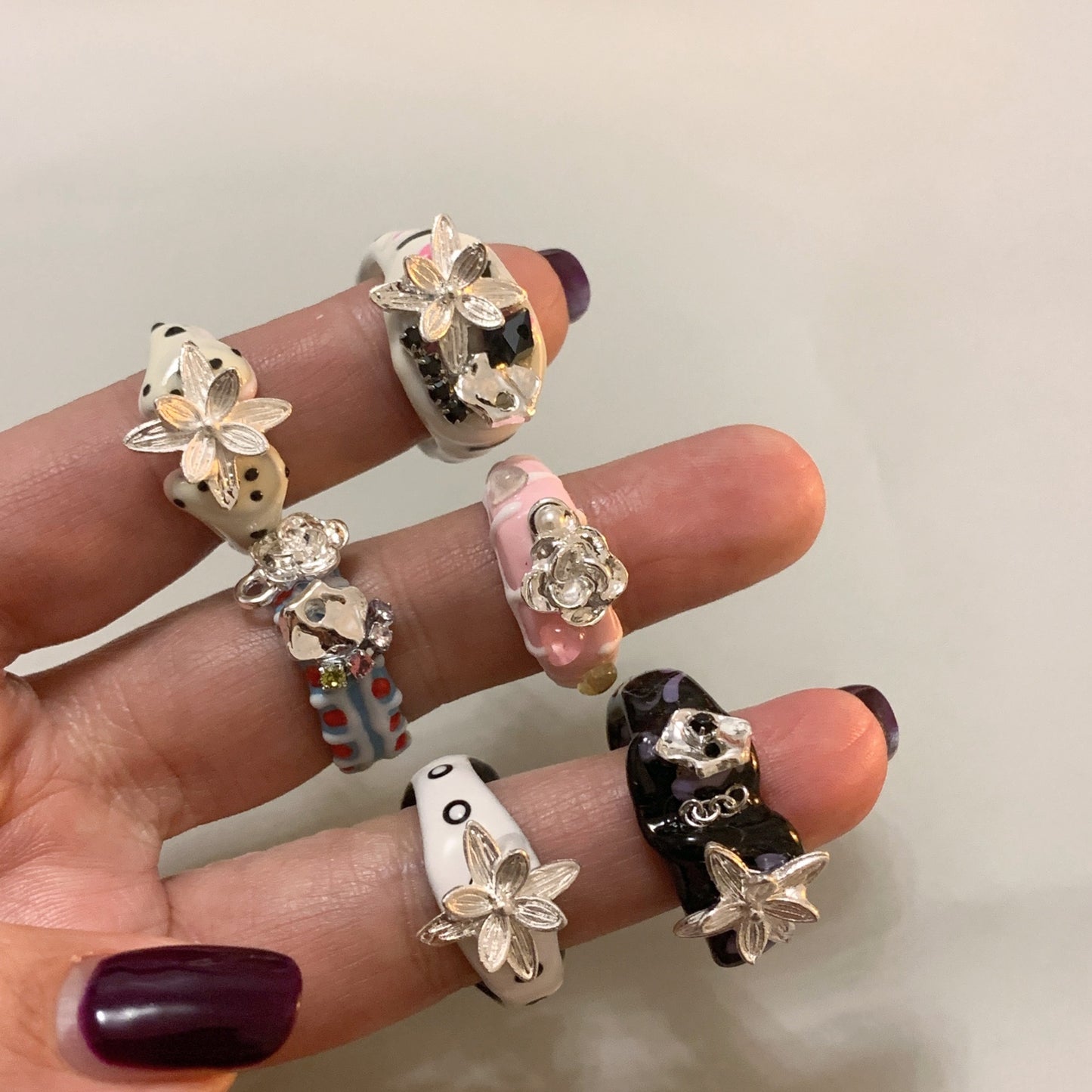 Strawberry Eye Drops Color Enamel Drip Glazed Dopamine Index Finger Ring