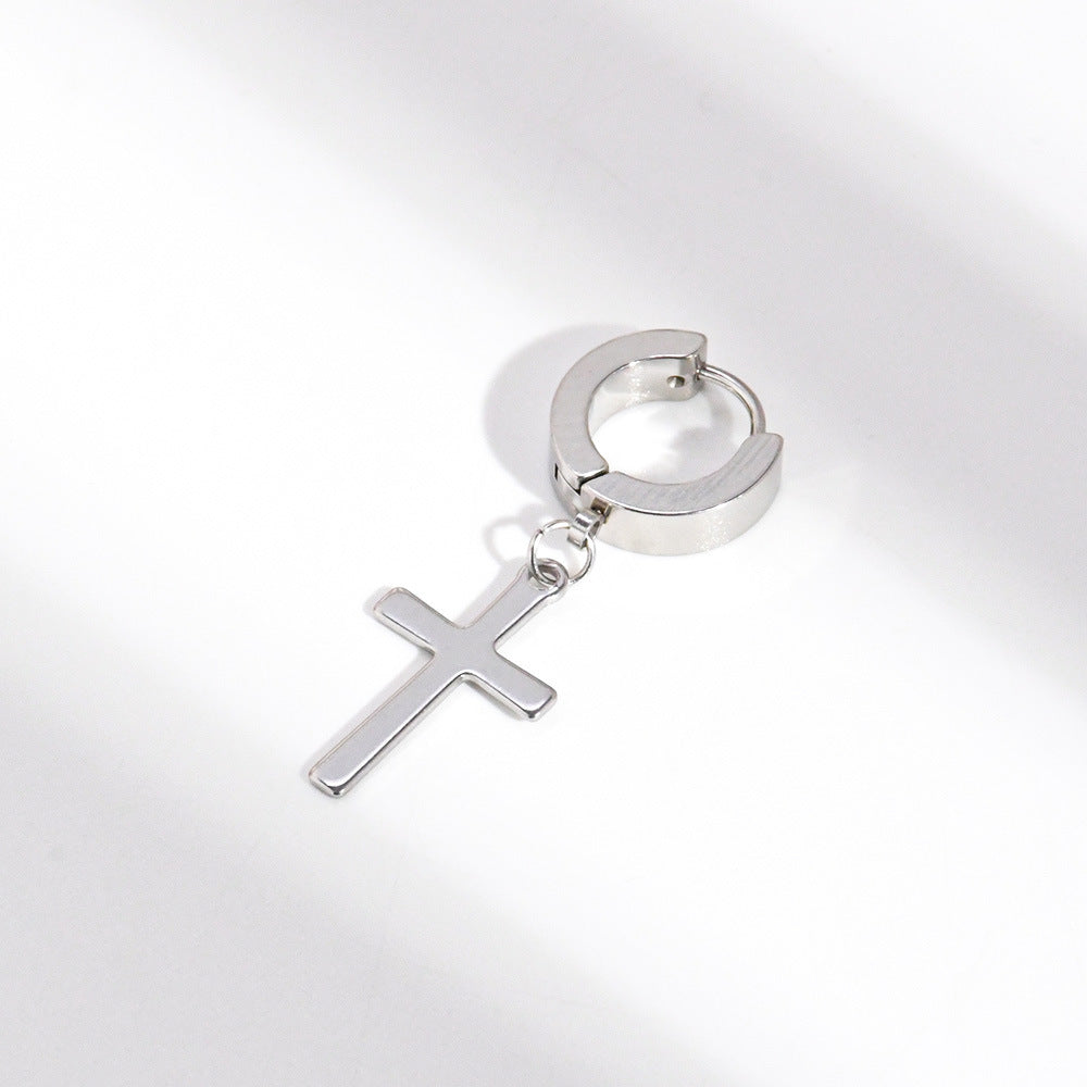 Women's & Men's Stainless Steel Cross Shelf Ear Clip Simple Hip Earrings