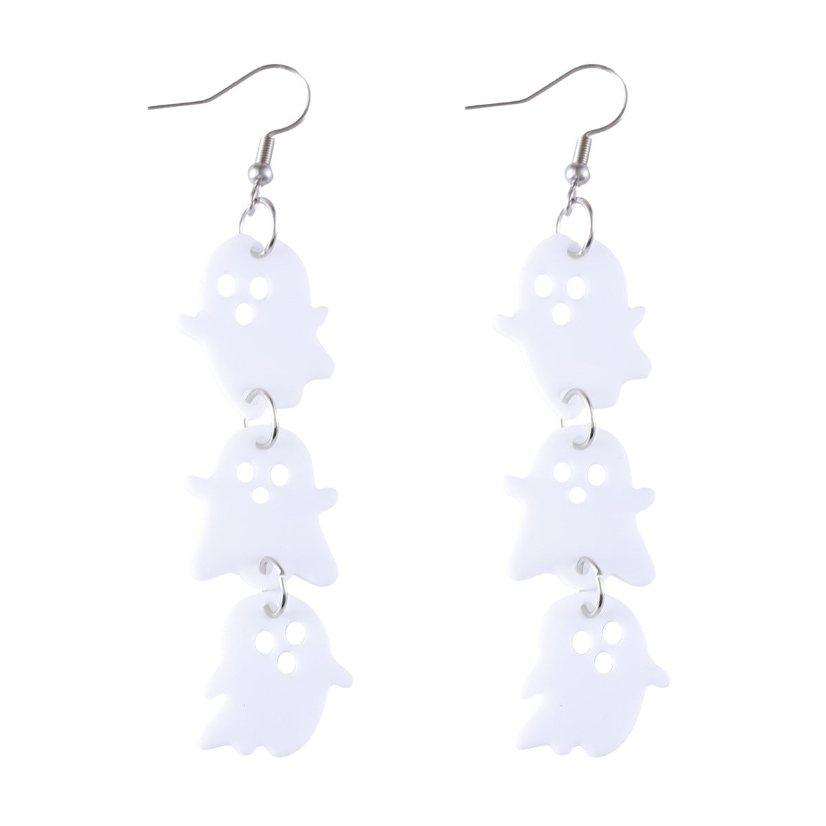 Ghost Black Bat Triple Stitching Acrylic Earrings