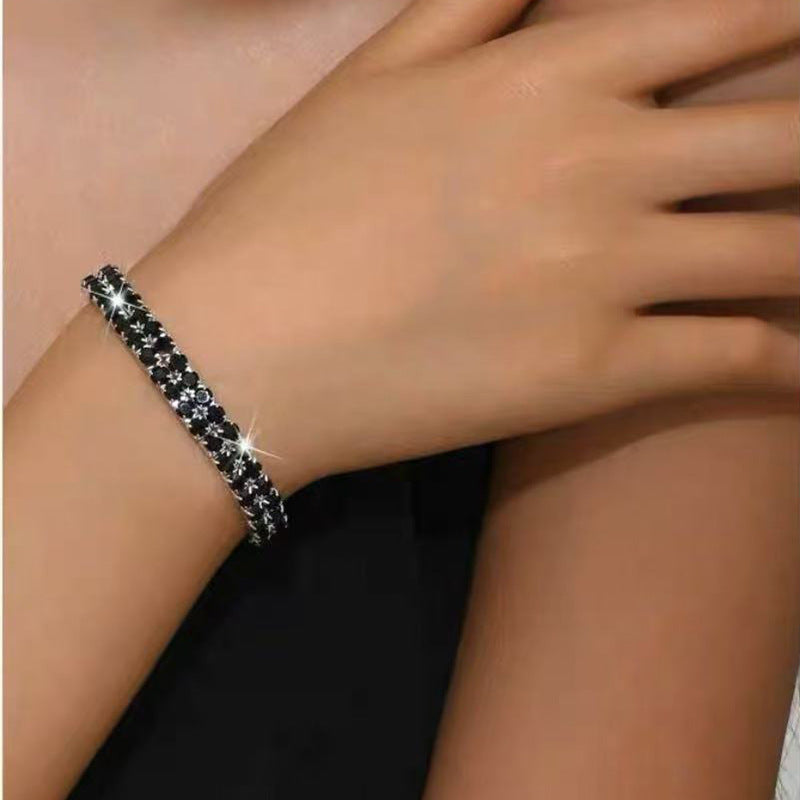 Women's Exquisite Sterling Sier Snake Bones Chain Ball Stitching Asymmetric Light Bracelet