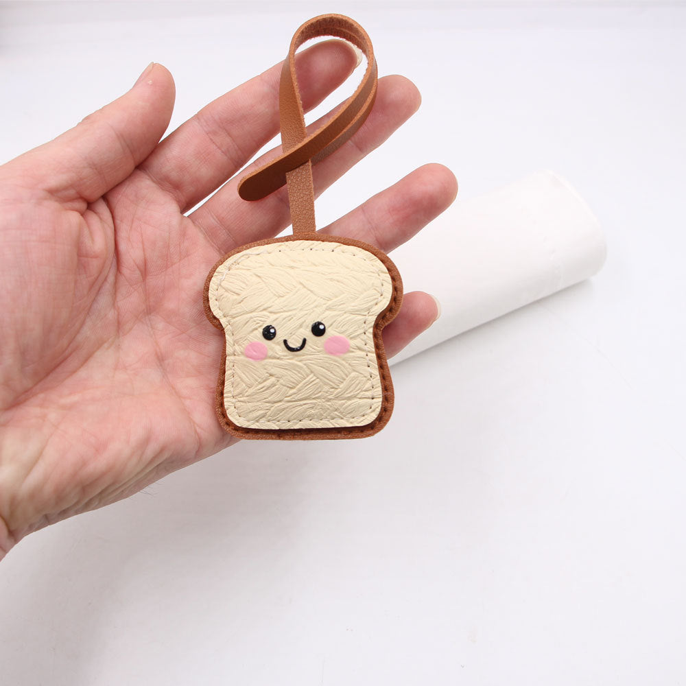 Personalized Toast Cute Expression Luggage Lanyard Leather Pendants