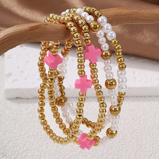 Plus Beaded Set Dopamine Mixed Color Bracelets