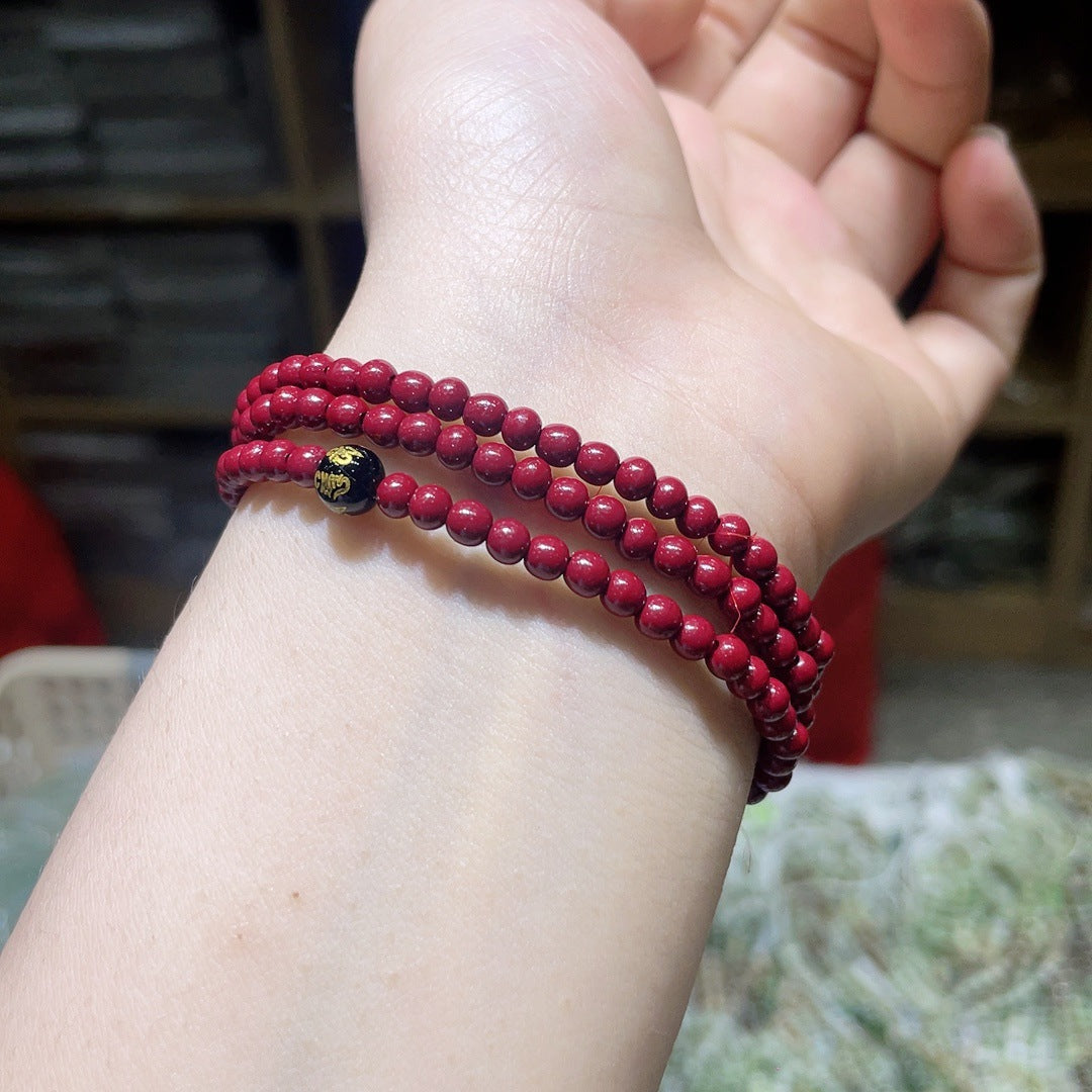 Women's Sand Round Beads With Black Agate Six Bracelets