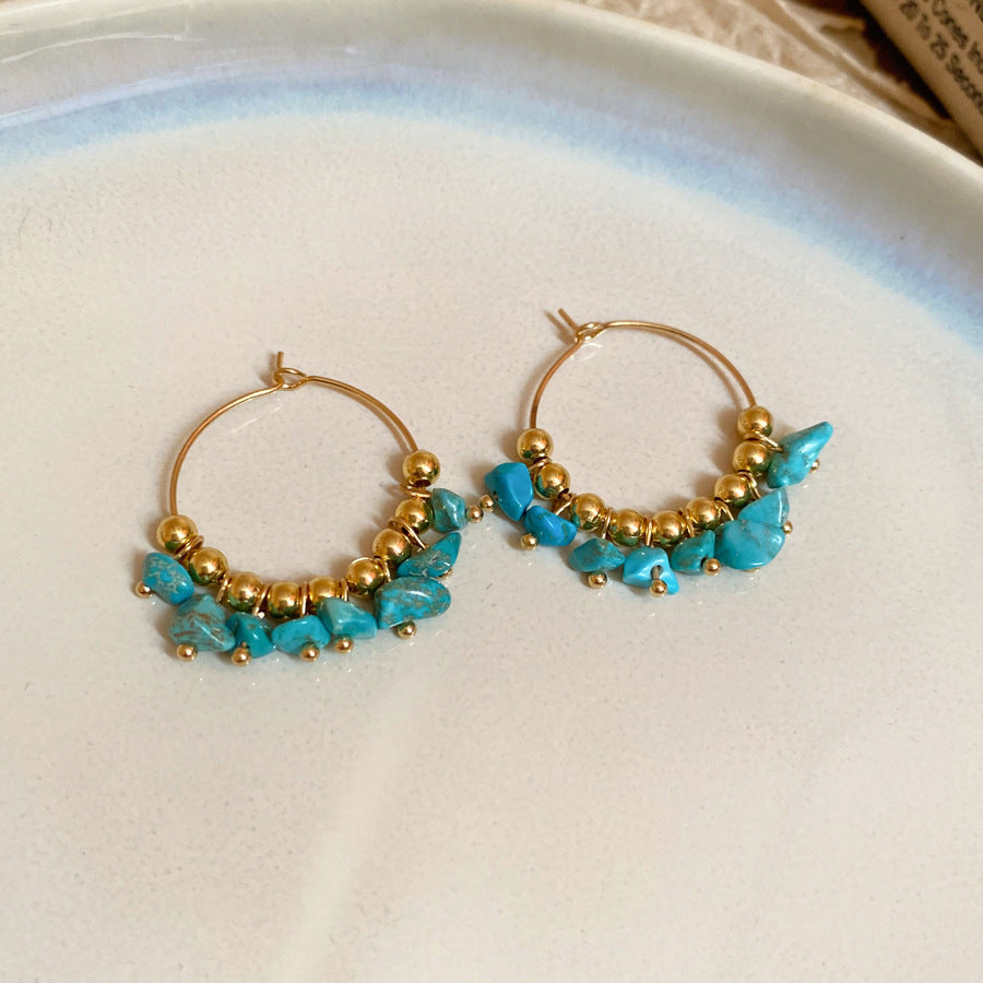 Blue Crystal Butterfly Flower Fashion Simple Fresh Light Luxury High Earrings