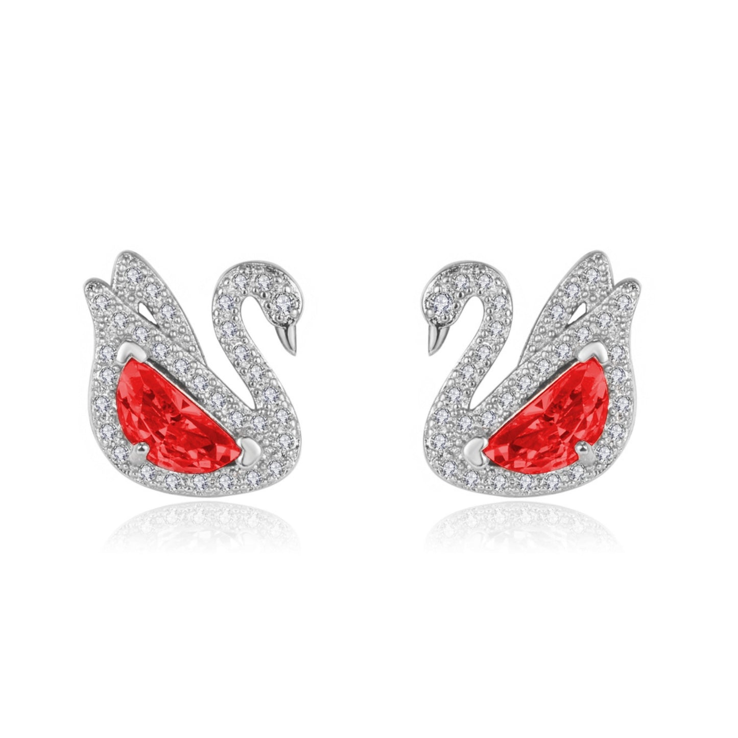 Trendy Creative White Swan Zircon Colorful Crystals Pave Ear Full Jewelry Set