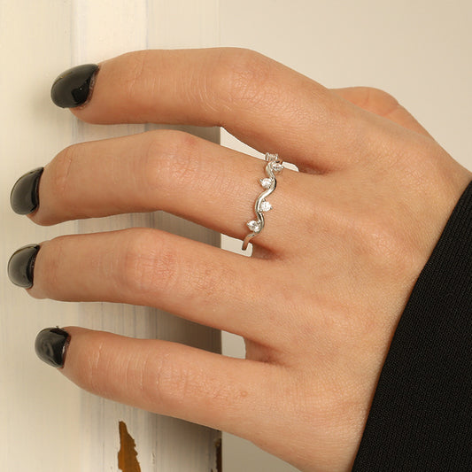 Sterling Sier Wave Pattern Small Simple Rings