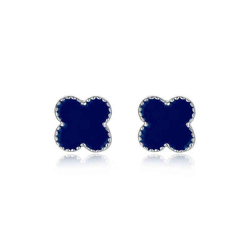 Women's & Men's Sterling Sier Simple Four Leaf Clover Ear Elegant Light Luxury Stud Earrings
