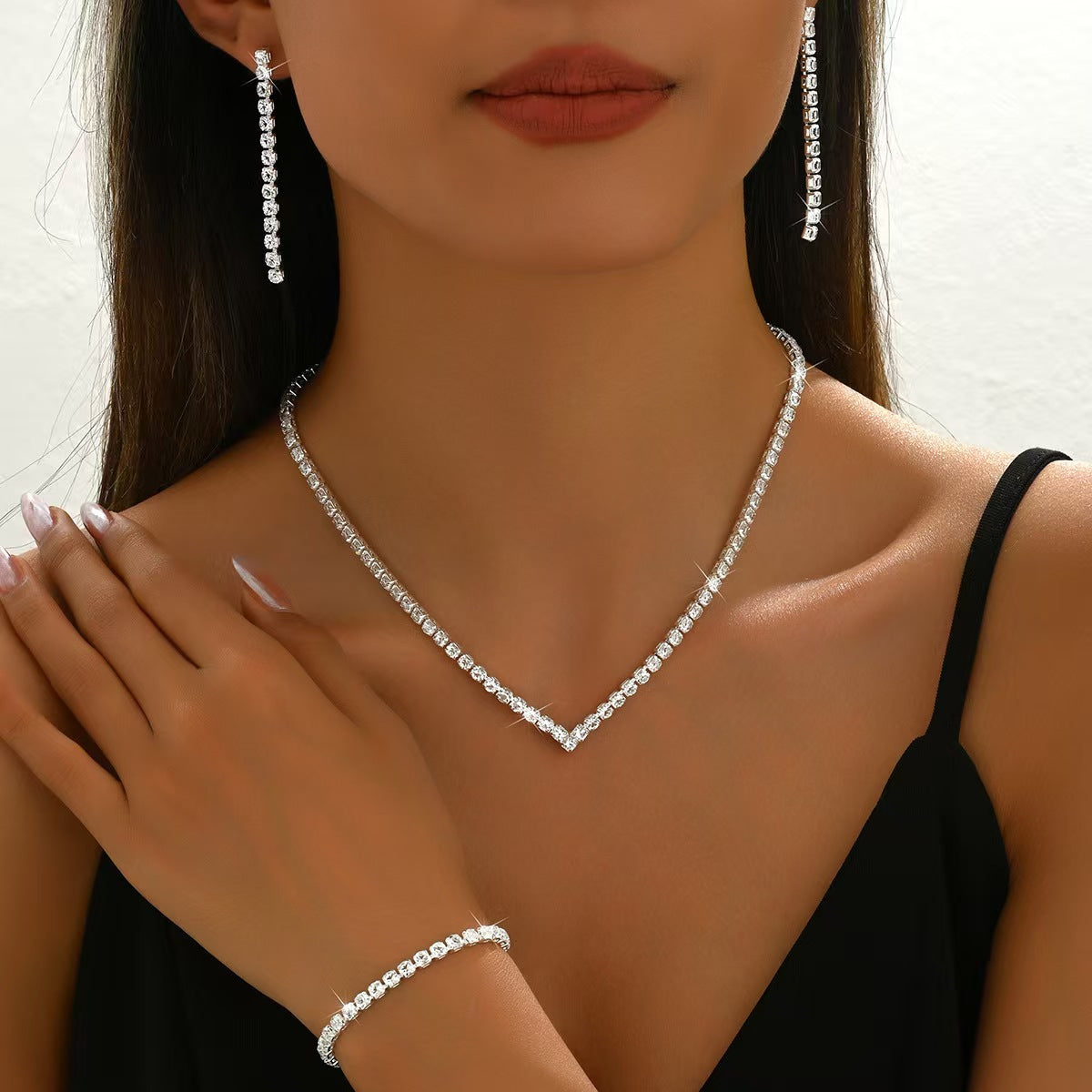 Fashion Crystal Rhinestone Ear Wedding Decoration Jewelry Set