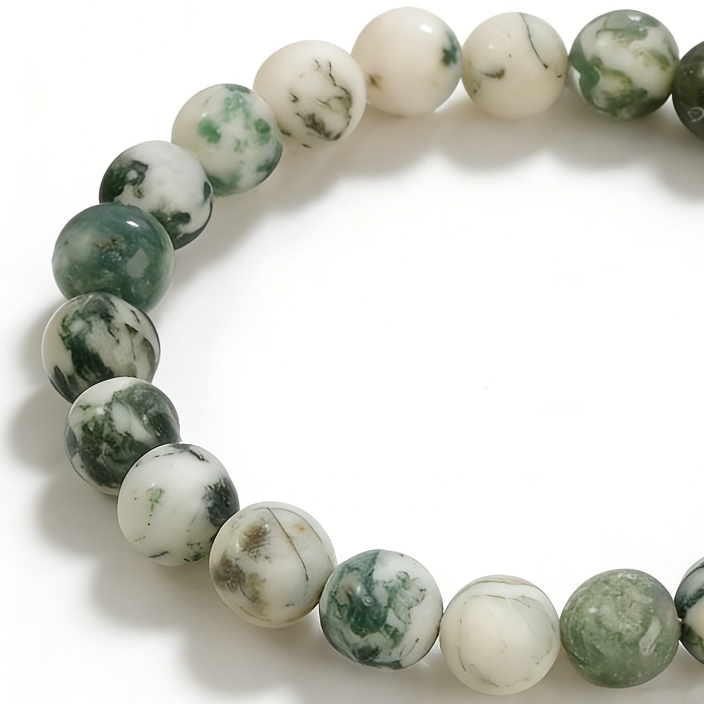 Natural Stone Beaded Green Agate Tree Bracelet