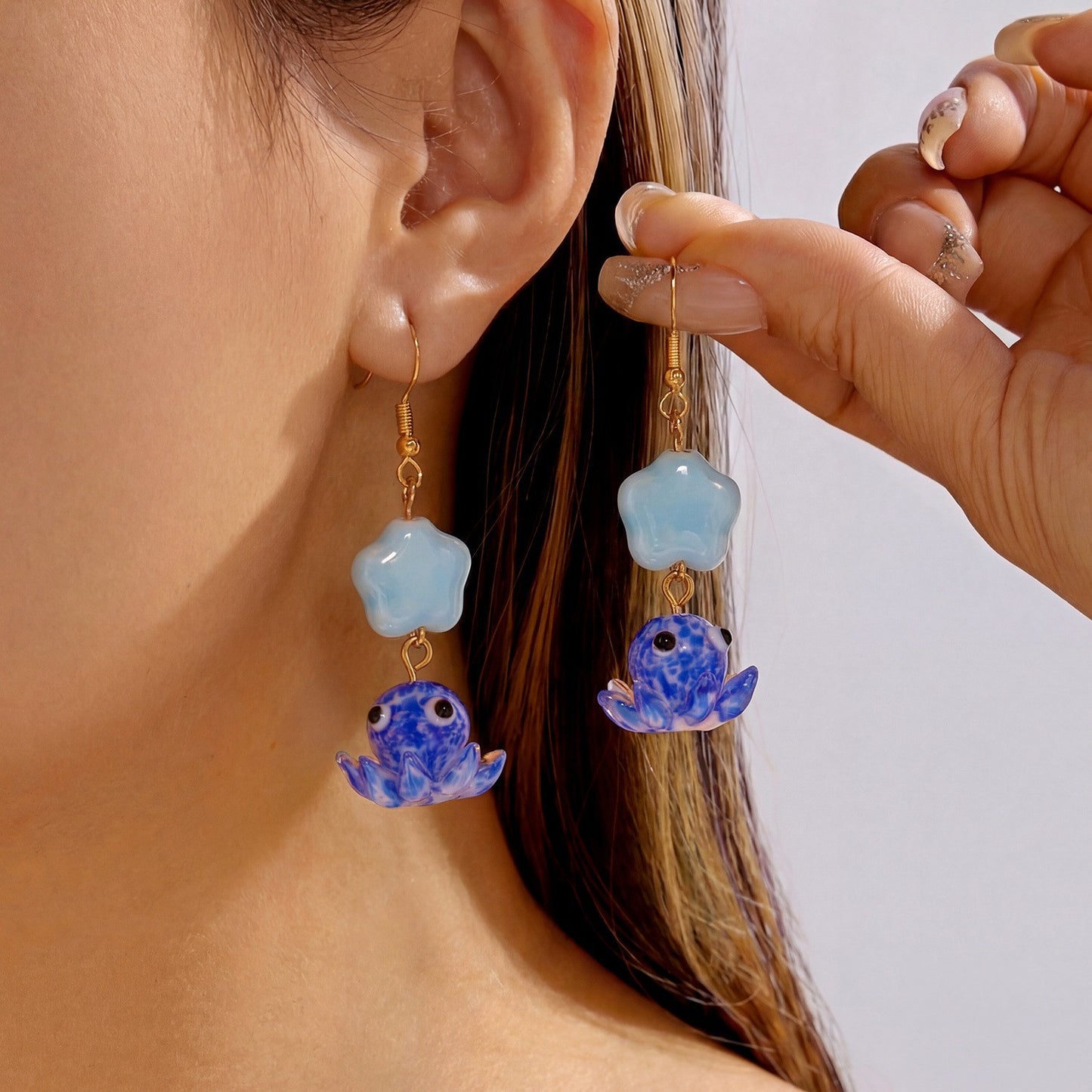 Fresh Conch Starfish Long Tassel Ear Hook Female Niche Earrings