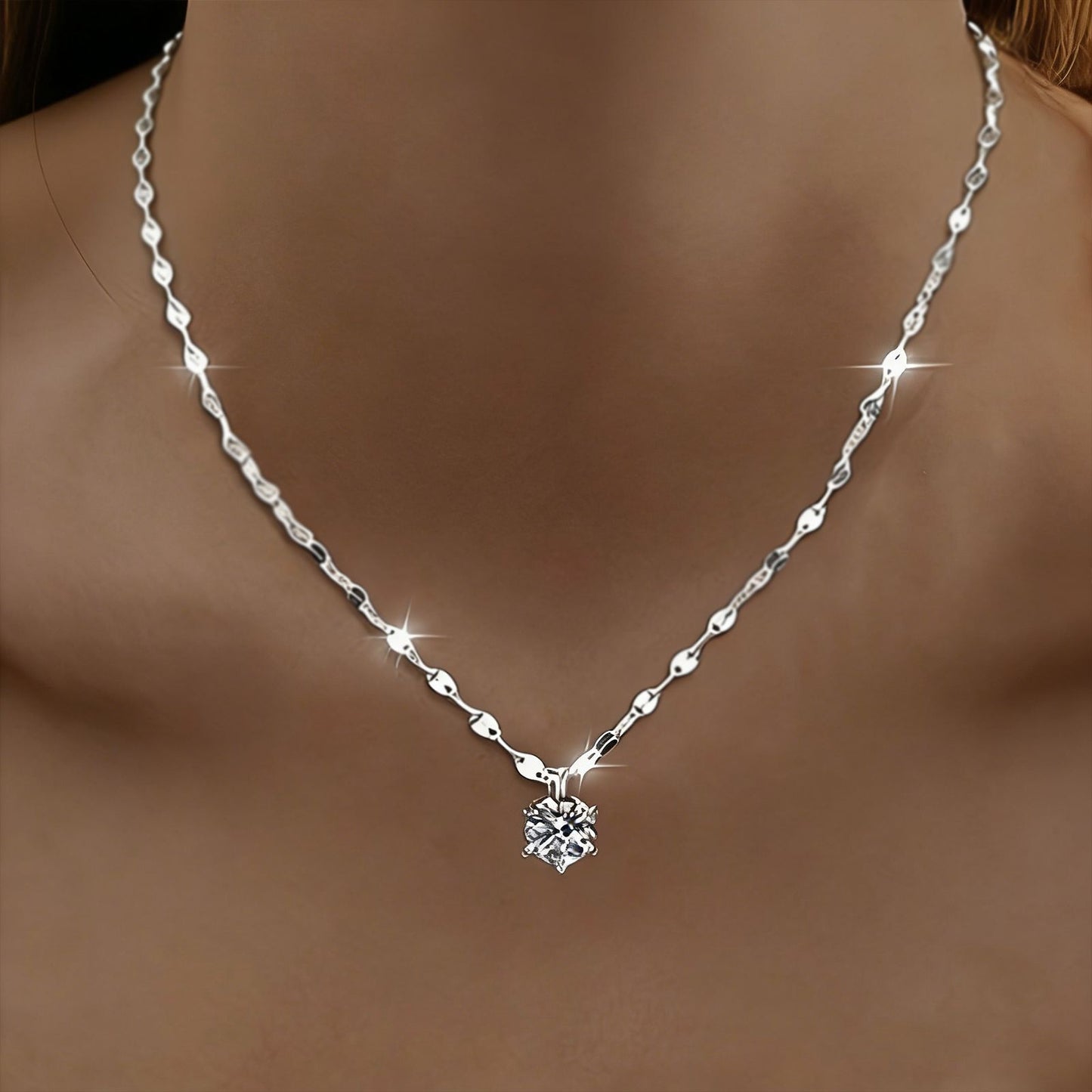 Women's Single Rhinestone Stainless Steel Light Luxury Zirconia Fairy Necklace