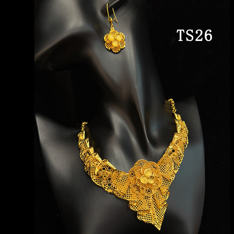 Gold Plated Female Bridal Wedding Imitation Jewelry Set