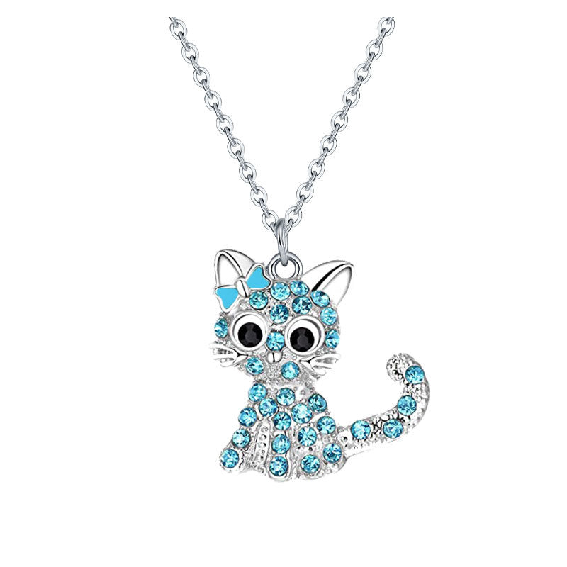 Children's Ornament Color Bow Kitty Christmas Day Cartoon Necklaces