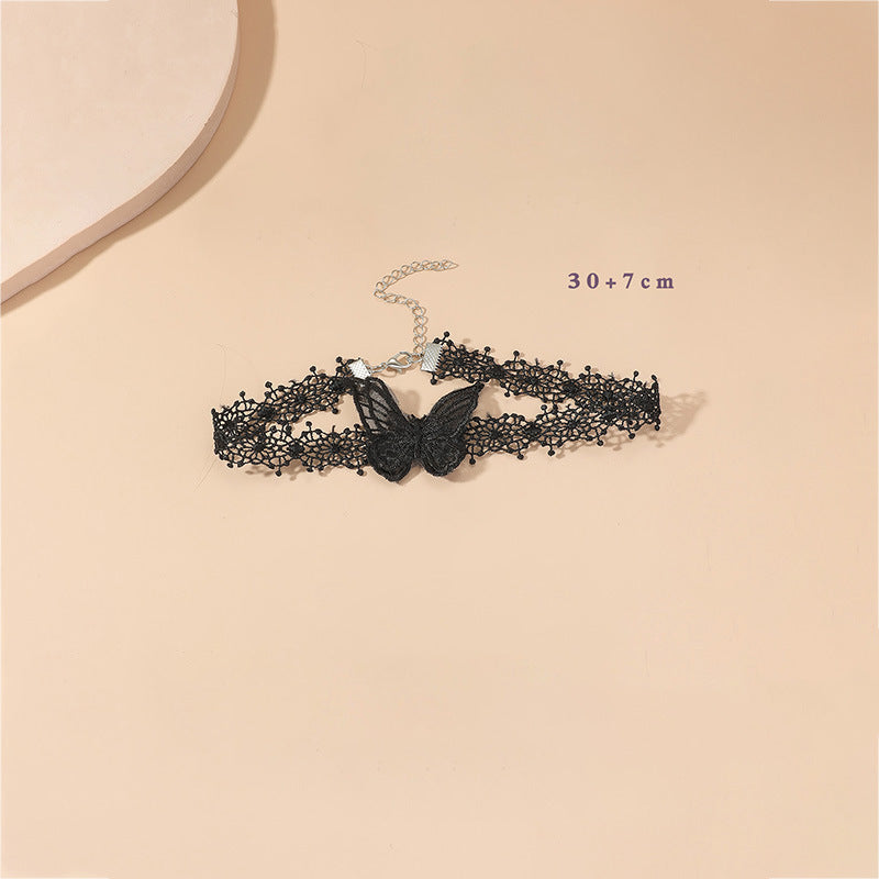 Style Halloween Dark Lace Bow Elegant Necklaces