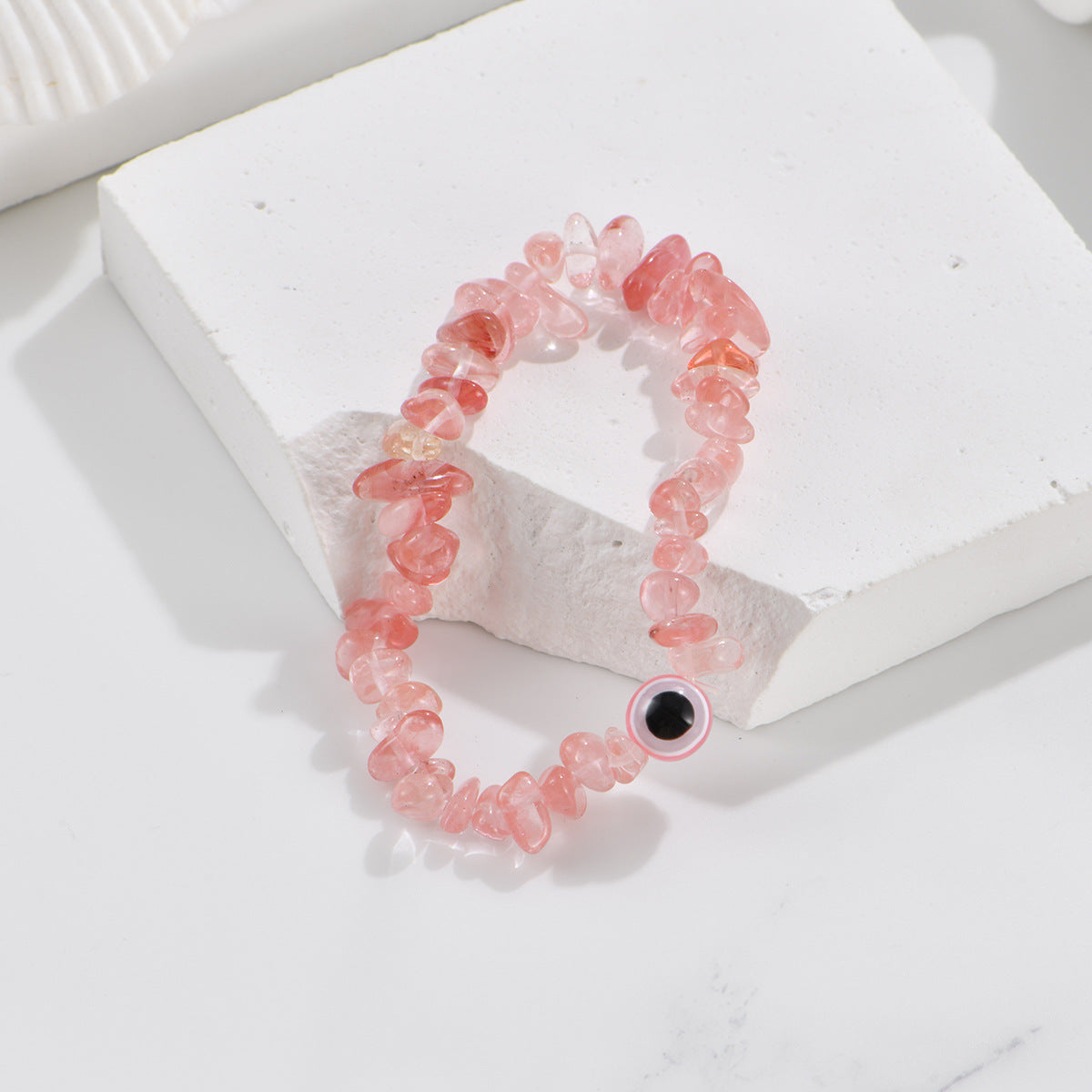 Devil's Eye Natural Gravel Beaded Crystal Stretch Rough Stone Bracelets