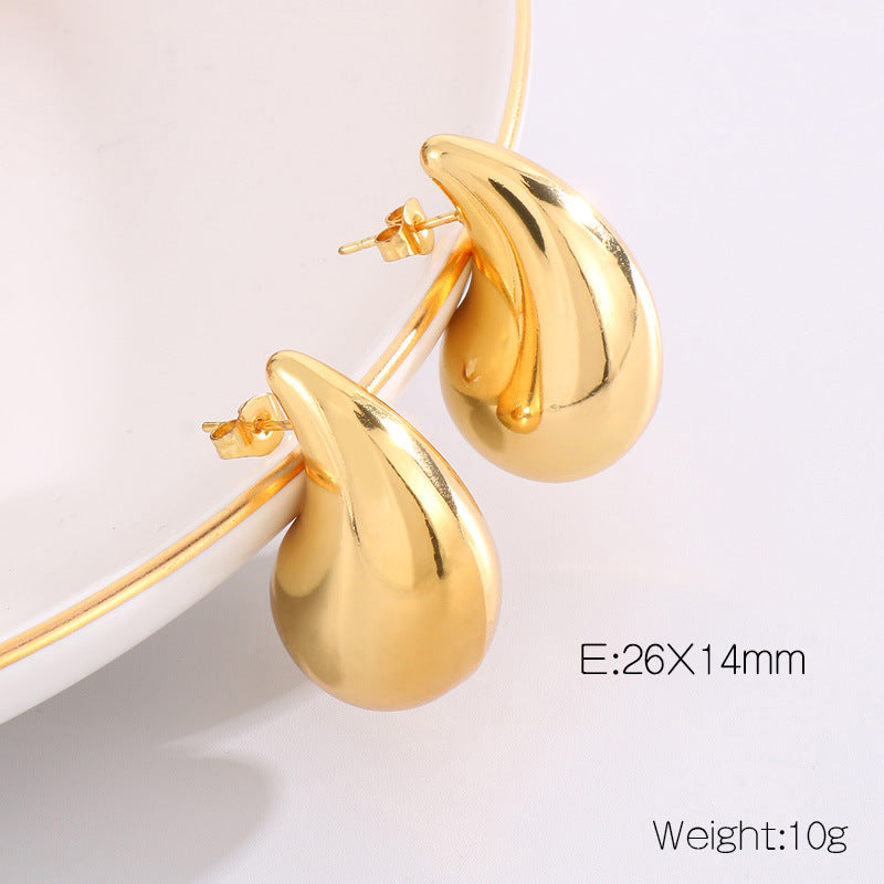 Design Chubby Water Drop Fashion Stainless Earrings