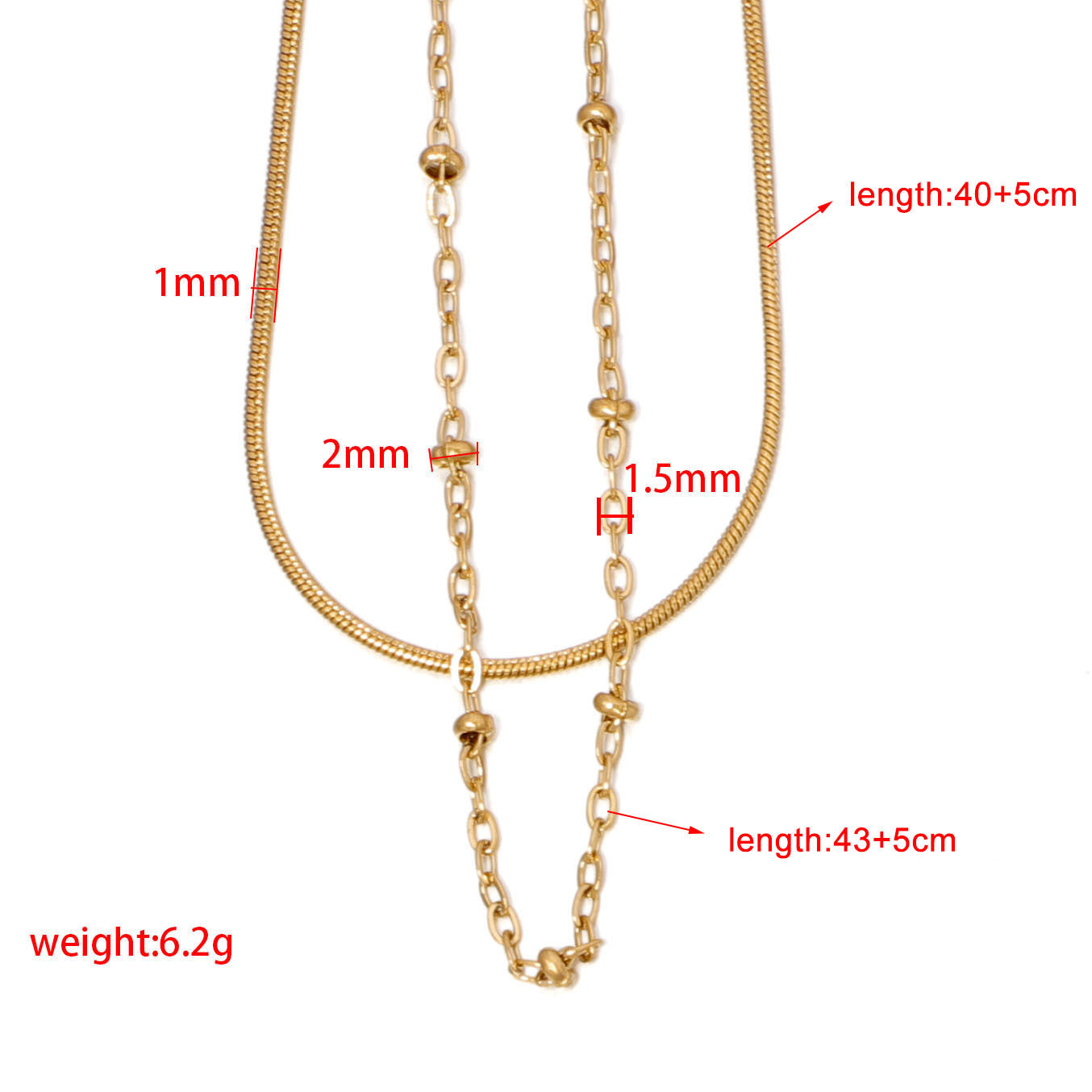 Double Layer Snake Bones Chain Clip Bead Necklaces