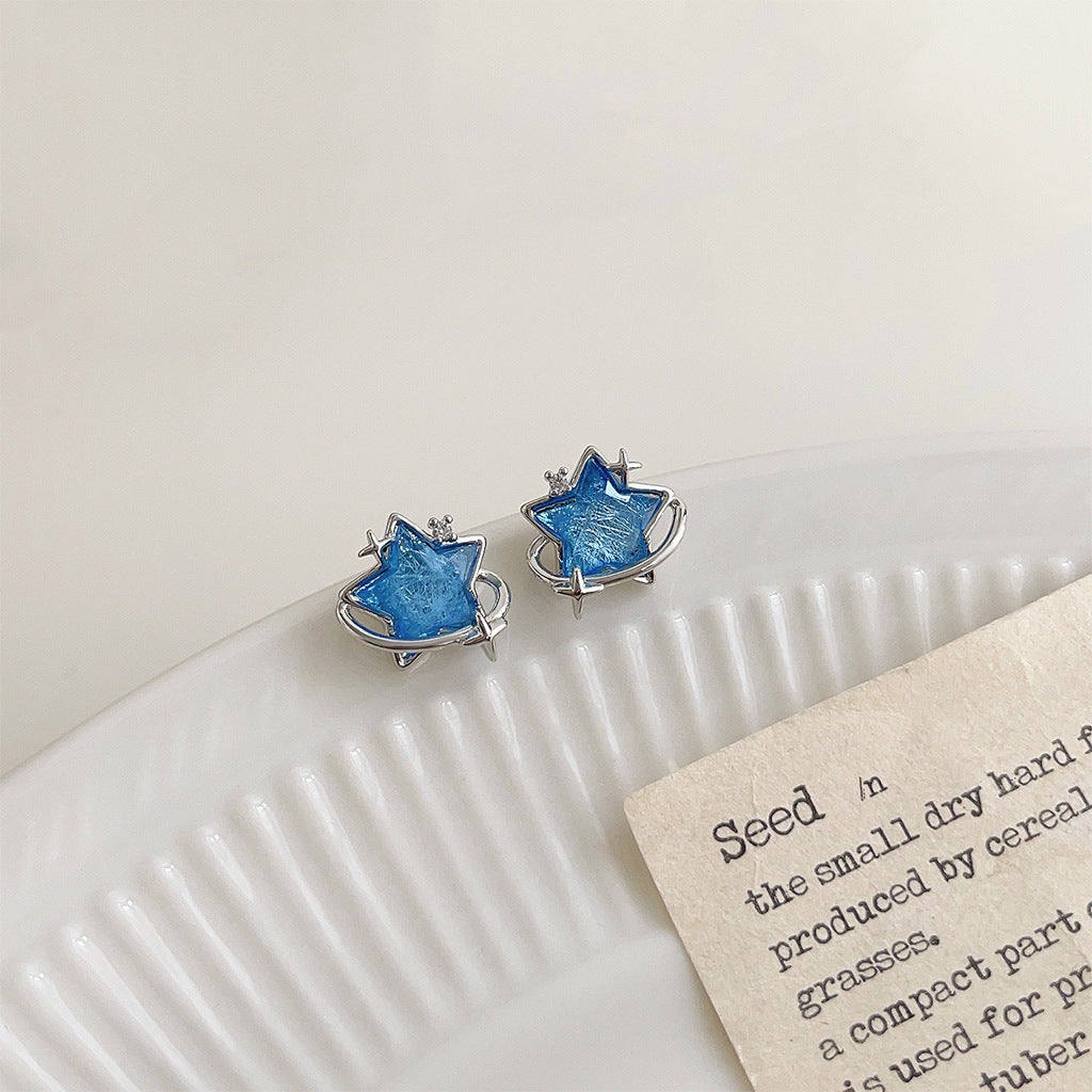 Sea Salt Blue Female Fashion Personality High Rings