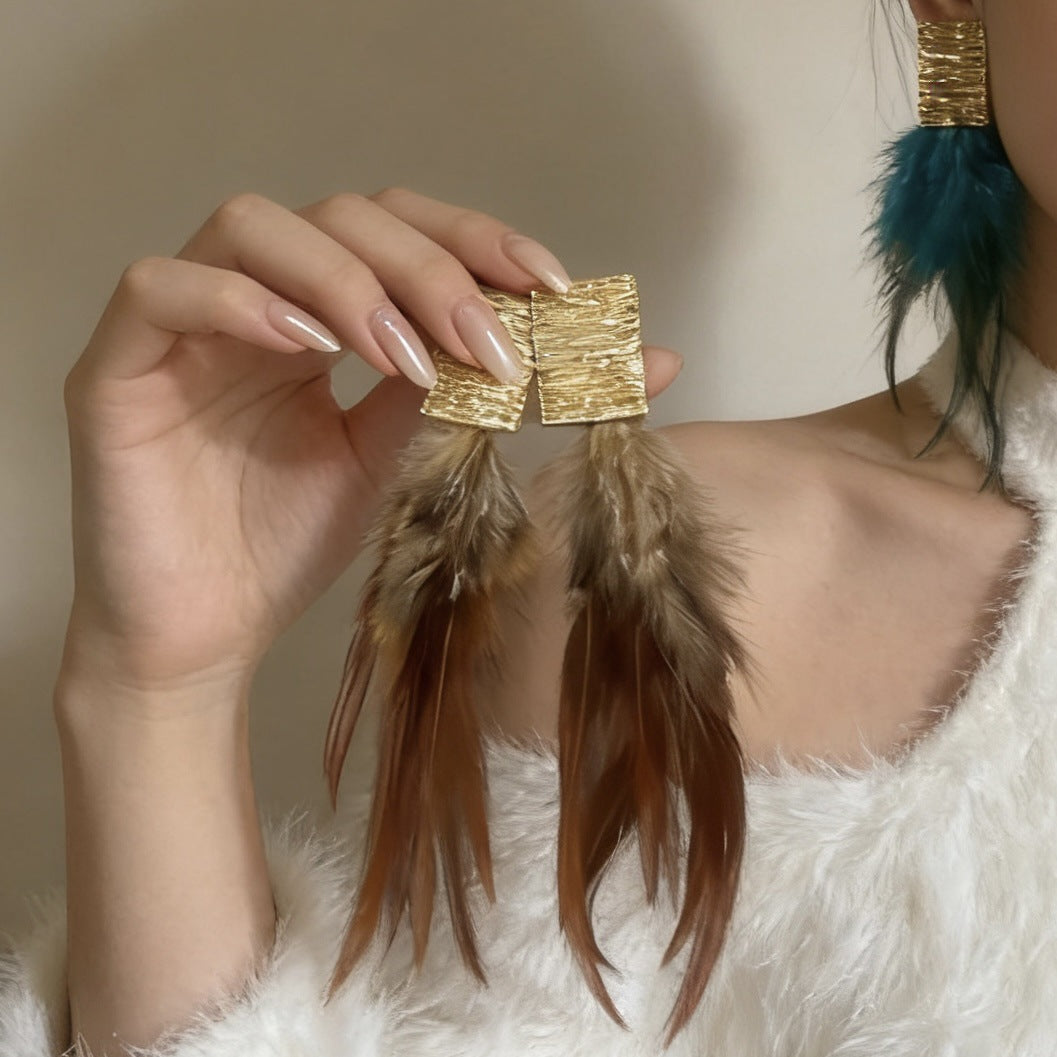 Women's Feather Tassel Retro Ethnic Style Personalized Earrings