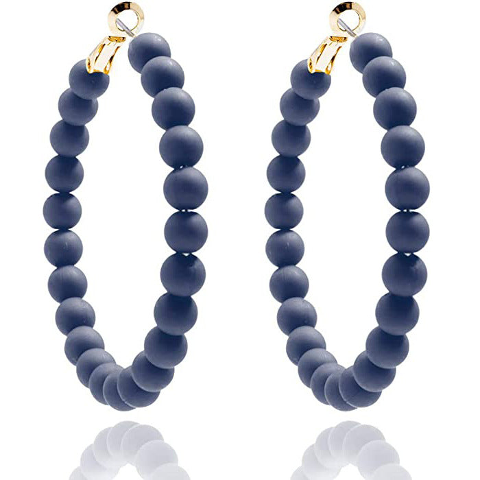 Women's Summer Colorful Acrylic Beads Round Bohemian Fashion Handmade Earrings