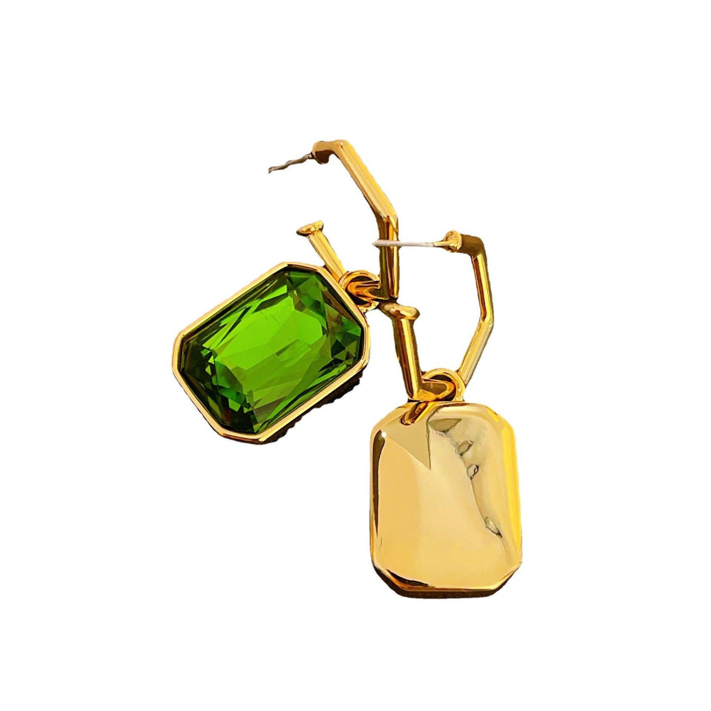 Style High-grade Gold Green Crystal Fashion Suit High Earrings