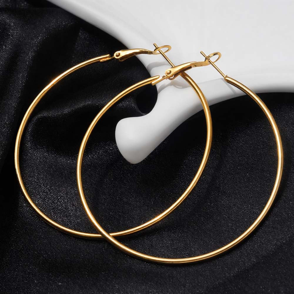 Women's Stainless Steel Round Jeans Button Spring Big Earrings