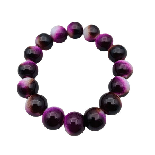 Imitation Jade Glaze Purple Floating Flowers Creative Bracelets