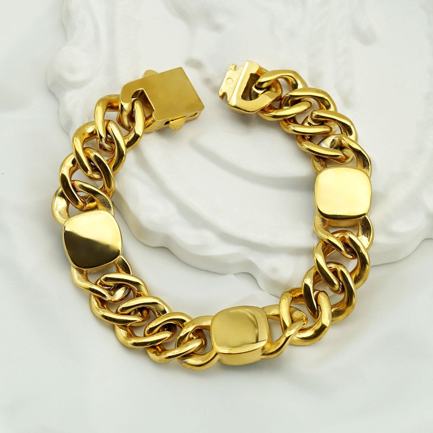 Full Diamond Color Gemstone Cuban Personality Affordable Luxury Fashion Titanium Bracelets