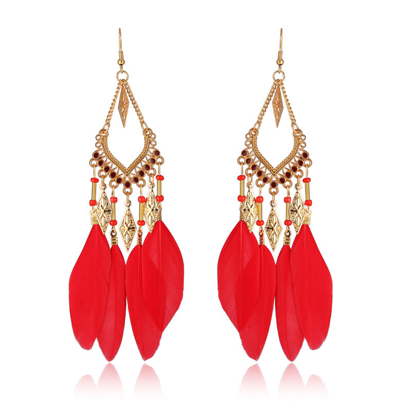 Your Exotic V-shaped Vintage Feather Daisy Earrings