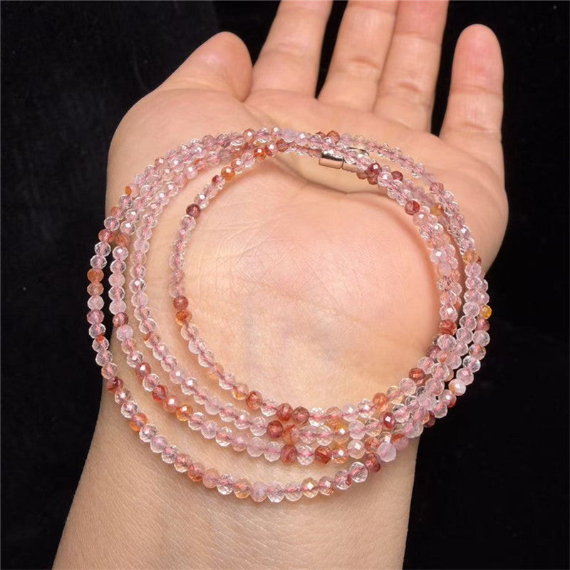 Pink Tourmaline Garnet Faceted Olive Lime Blue Moonlight Long Bracelet