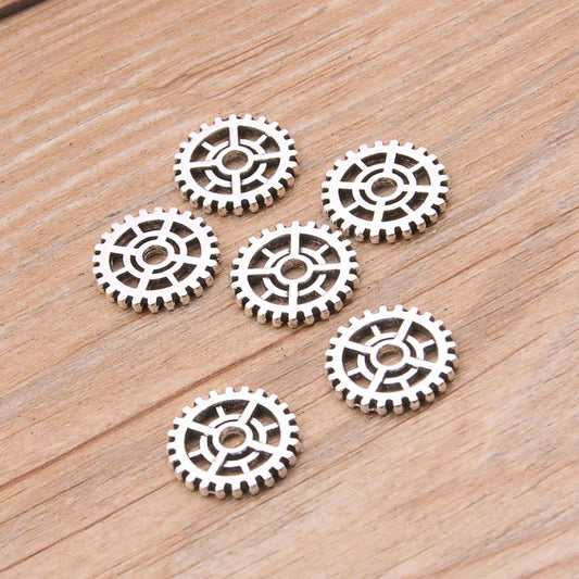2 Colors Alloy Decoration Round Gear Pendants