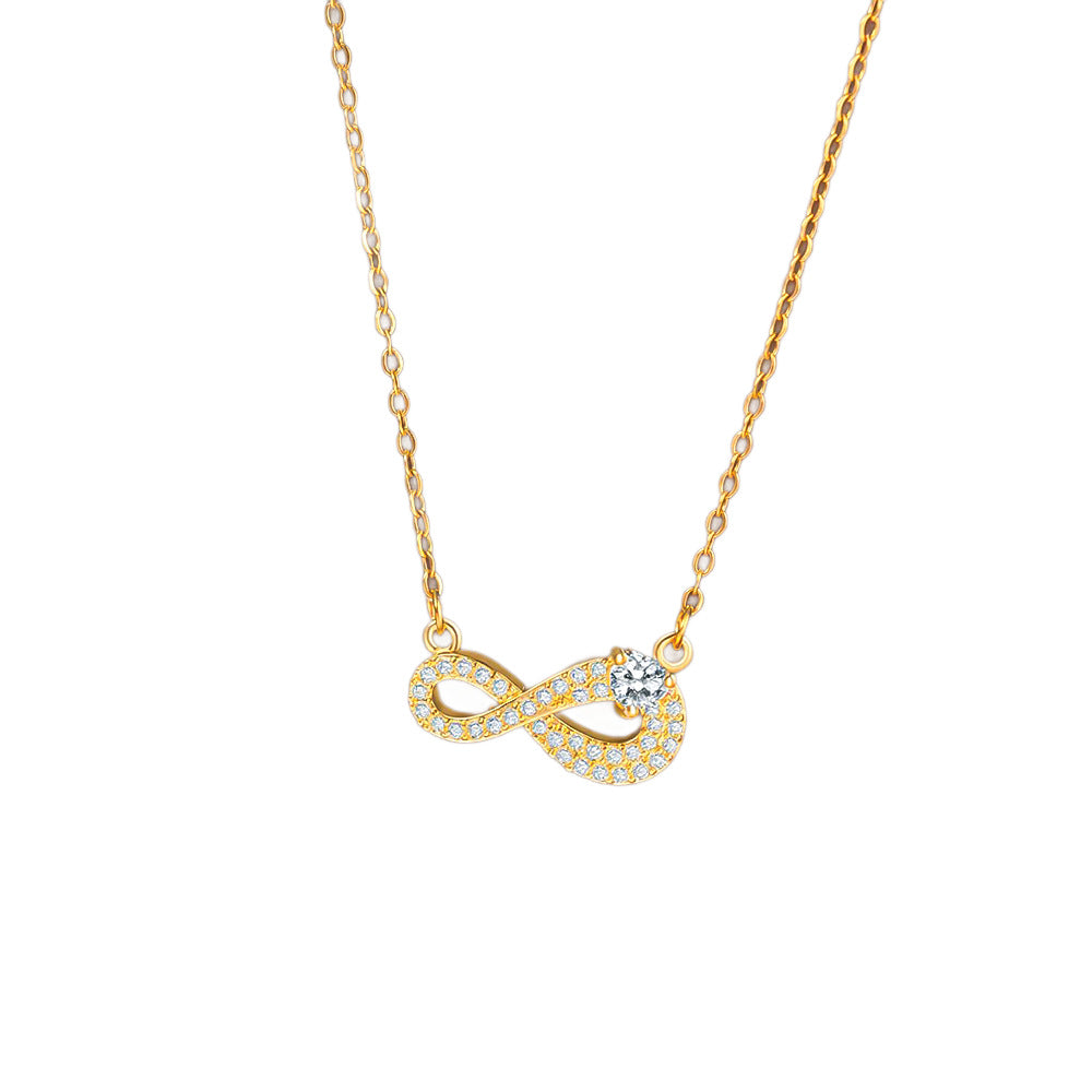 Female Valentine's Day Sparkling Full Rhinestone Buckle Necklace