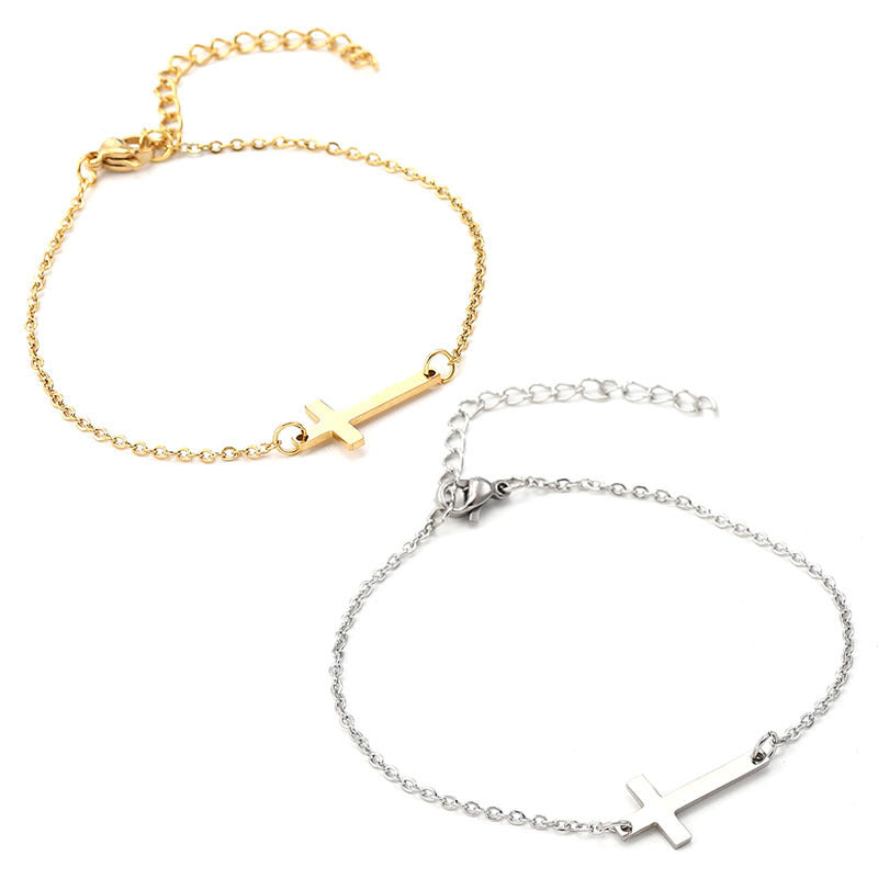 Creative Stainless Steel Simple Cross Niche Necklace