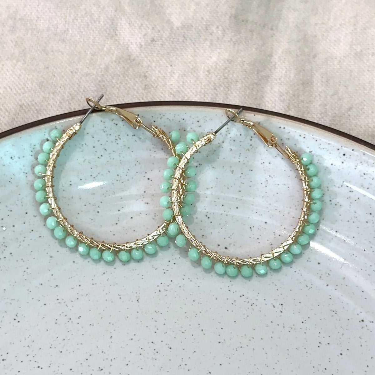 Drop-shaped Handmade Woven Crystal Beaded Bohemian Earrings