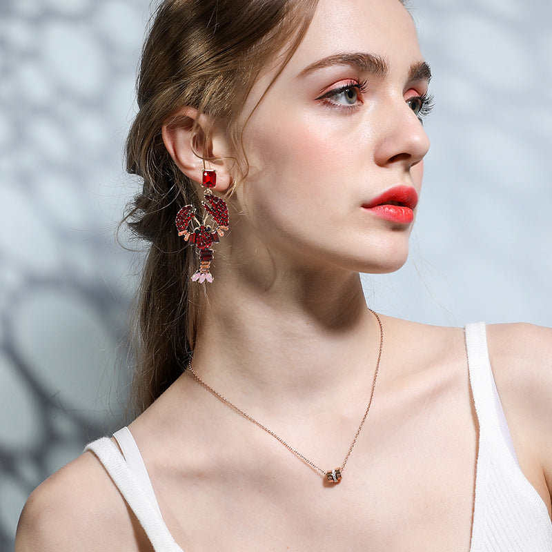 Women's Exaggerated Lobster Shape Fashion Creative Niche Design Alloy Earrings