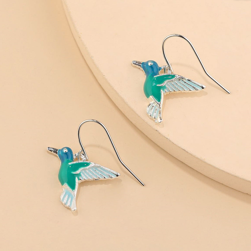 Oil Dripping Hummingbird Bird Fashion Retro Characteristic Rings
