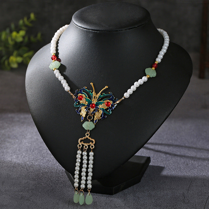 String Chinese Long Fringe Of Precious Stones Han Necklaces