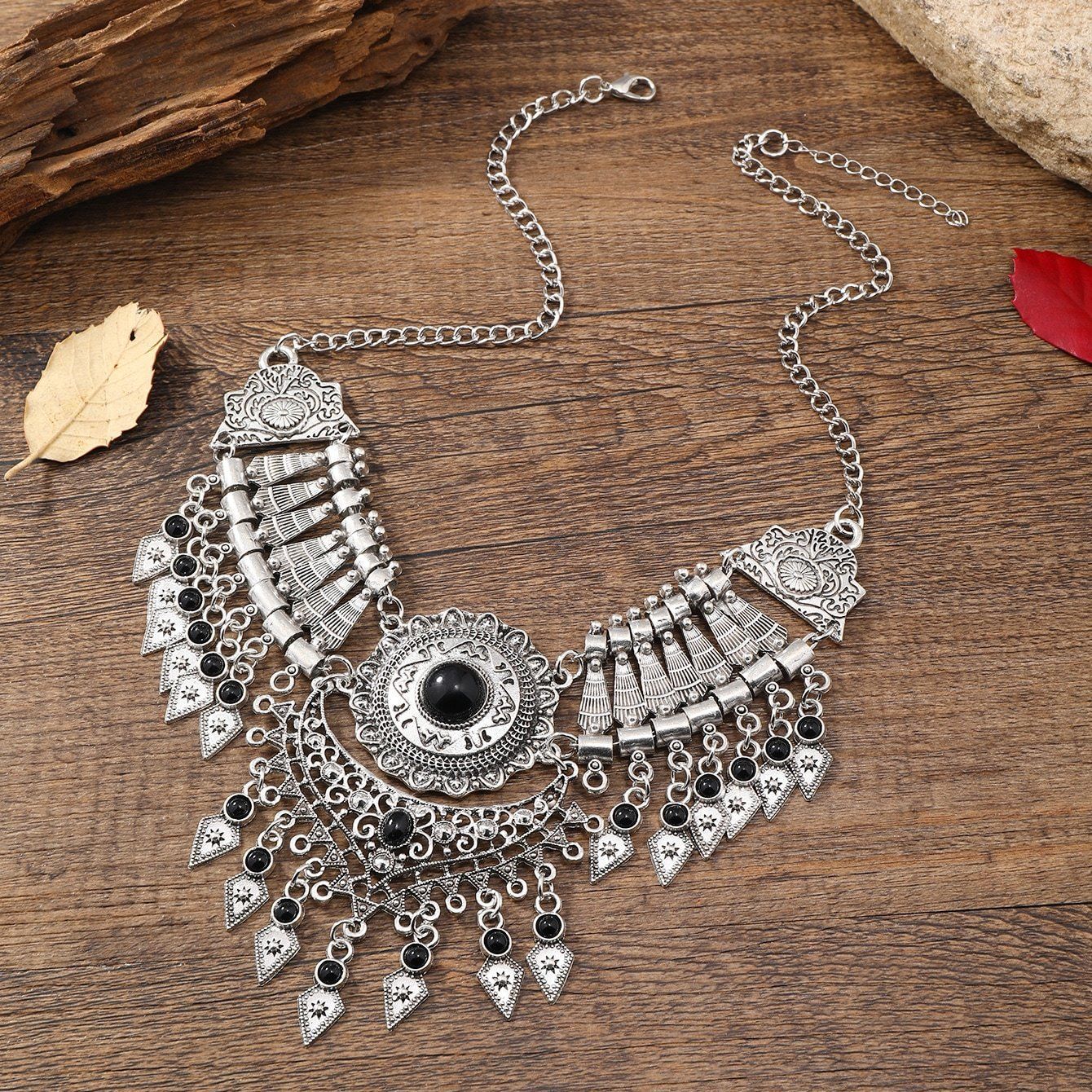 Ethnic Water Drop Tassel Sweater Chain Necklaces