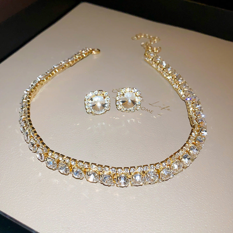 Diamond Geometric Suite Light Luxury Clavicle Jewelry Set