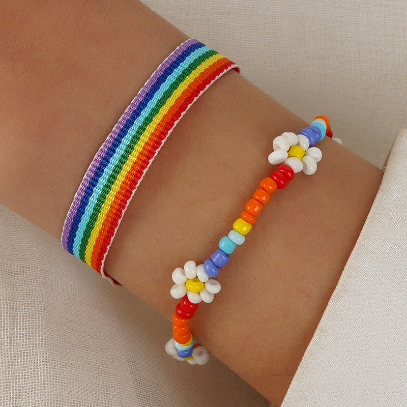 Women's Popular Rainbow Series Ethnic Style Bead Bracelets