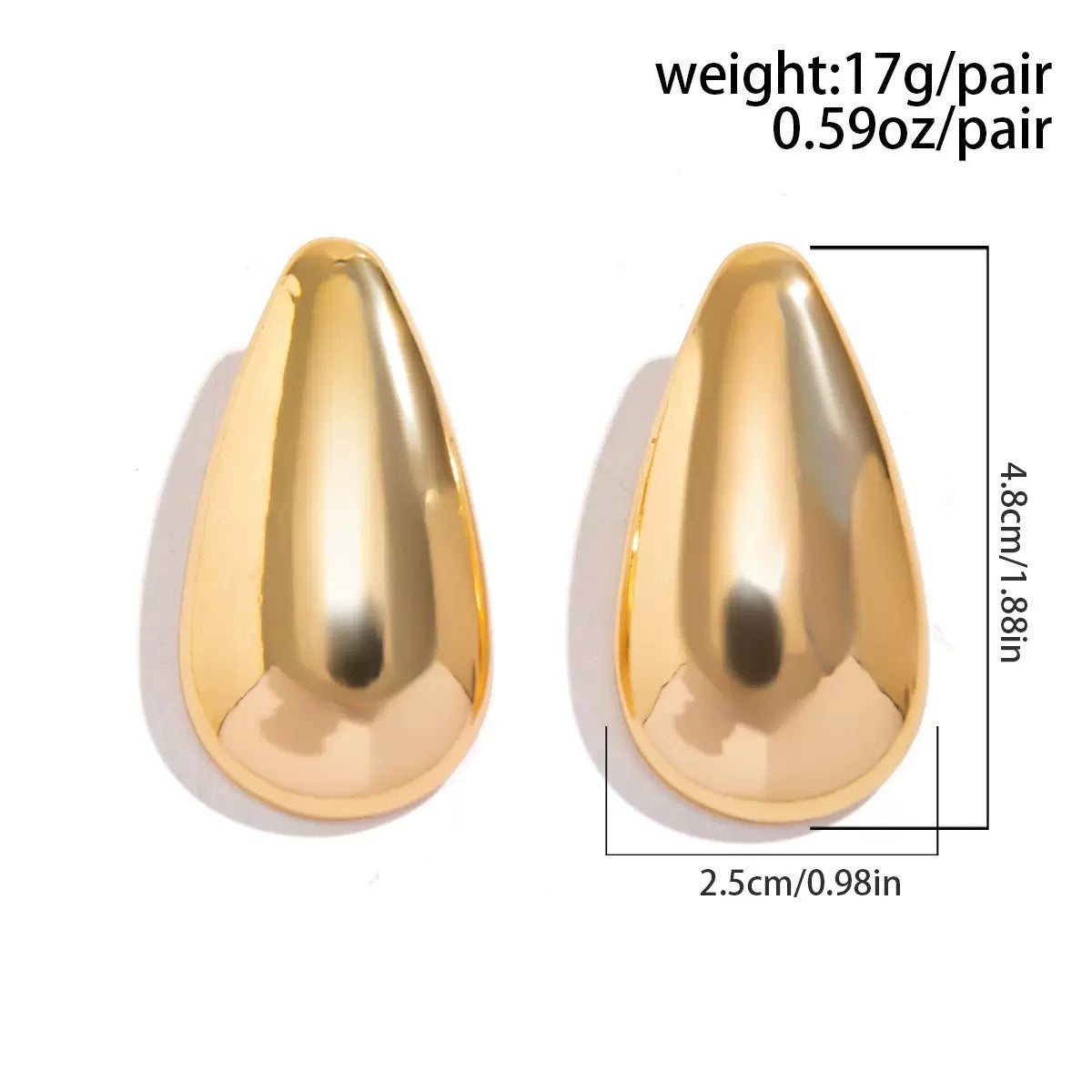 One Large Small Overlapping Stainless Steel Eardrops Gold Rings