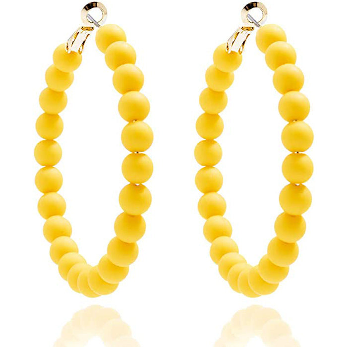 Women's Summer Colorful Acrylic Beads Round Bohemian Fashion Handmade Earrings