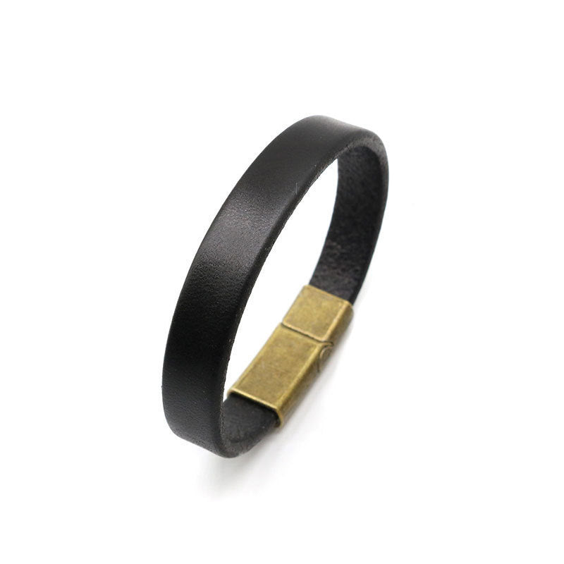 Men's Handmade Cowhide Personalized Retro Style Magnetic Buckle Bracelet