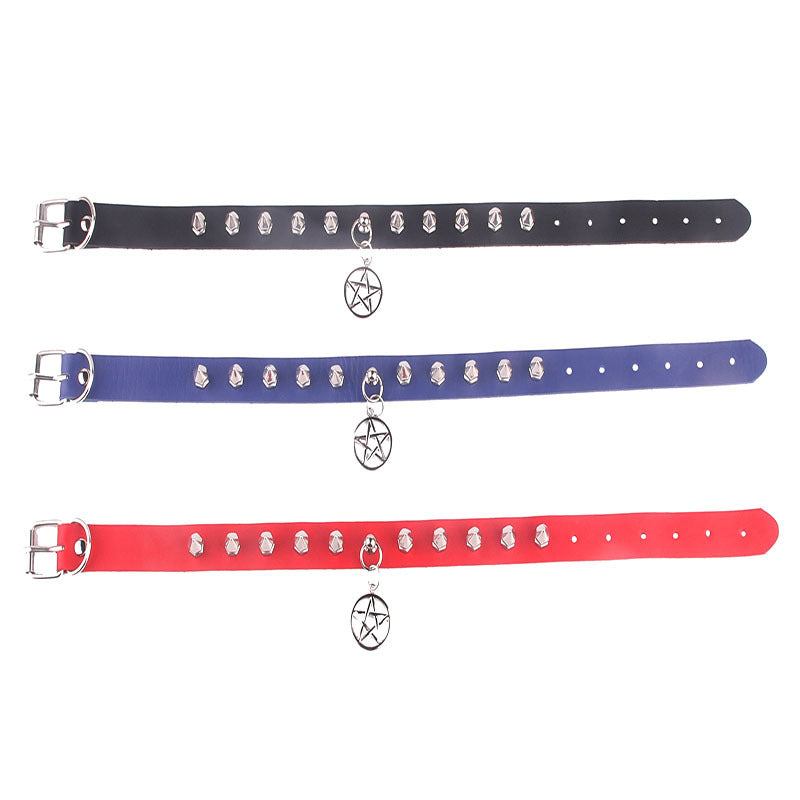 Women's Pentagram Alloy Leather Punk Hexagonal Pointed Collar